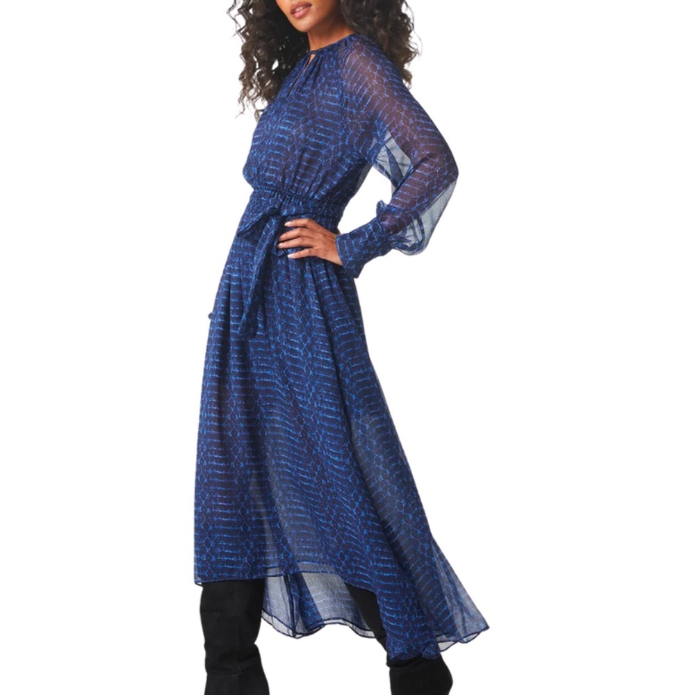 New MISA LA Paloma Midnight Shibori Feminine Flowy Maxi Dress MSRP $440